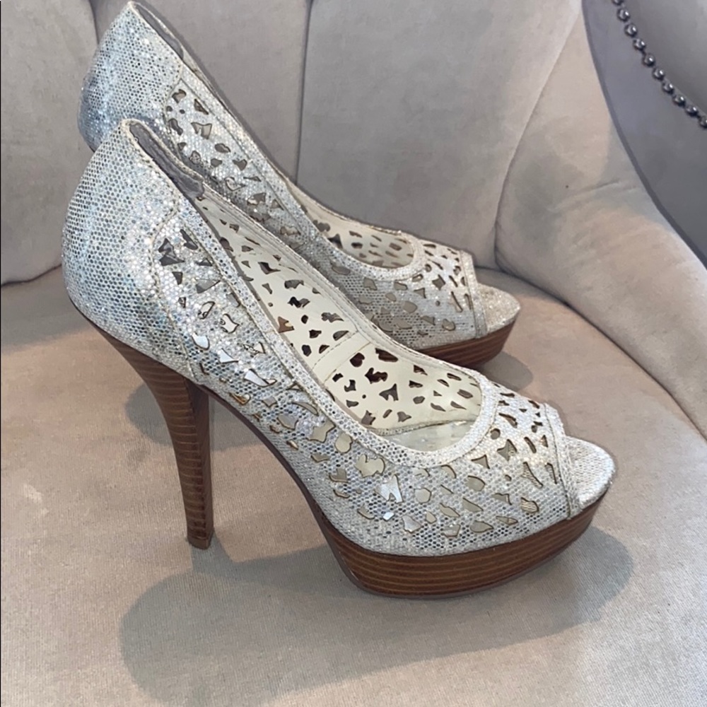 🔥SALE🔥Naughty Monkey sparkly peep toe heels